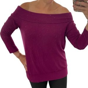 Gibson off shoulder sweater magenta women’s medium loose fit